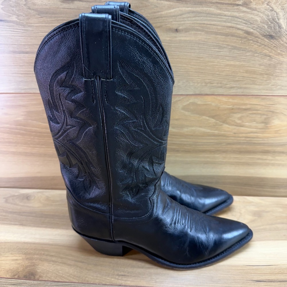JUSTIN Western Boots Womens 7.5 B Black Leather Classics Rodeo Cowgirl USA MADE